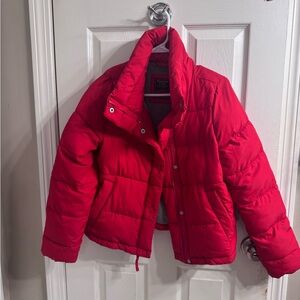 Abercrombie and Fitch Red Puffer Jacket